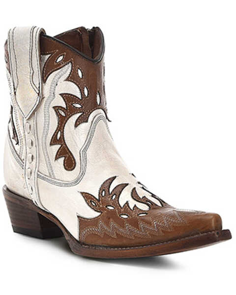 Image #1 - Corral Women's Outlay Western Booties - Snip Toe , White, hi-res