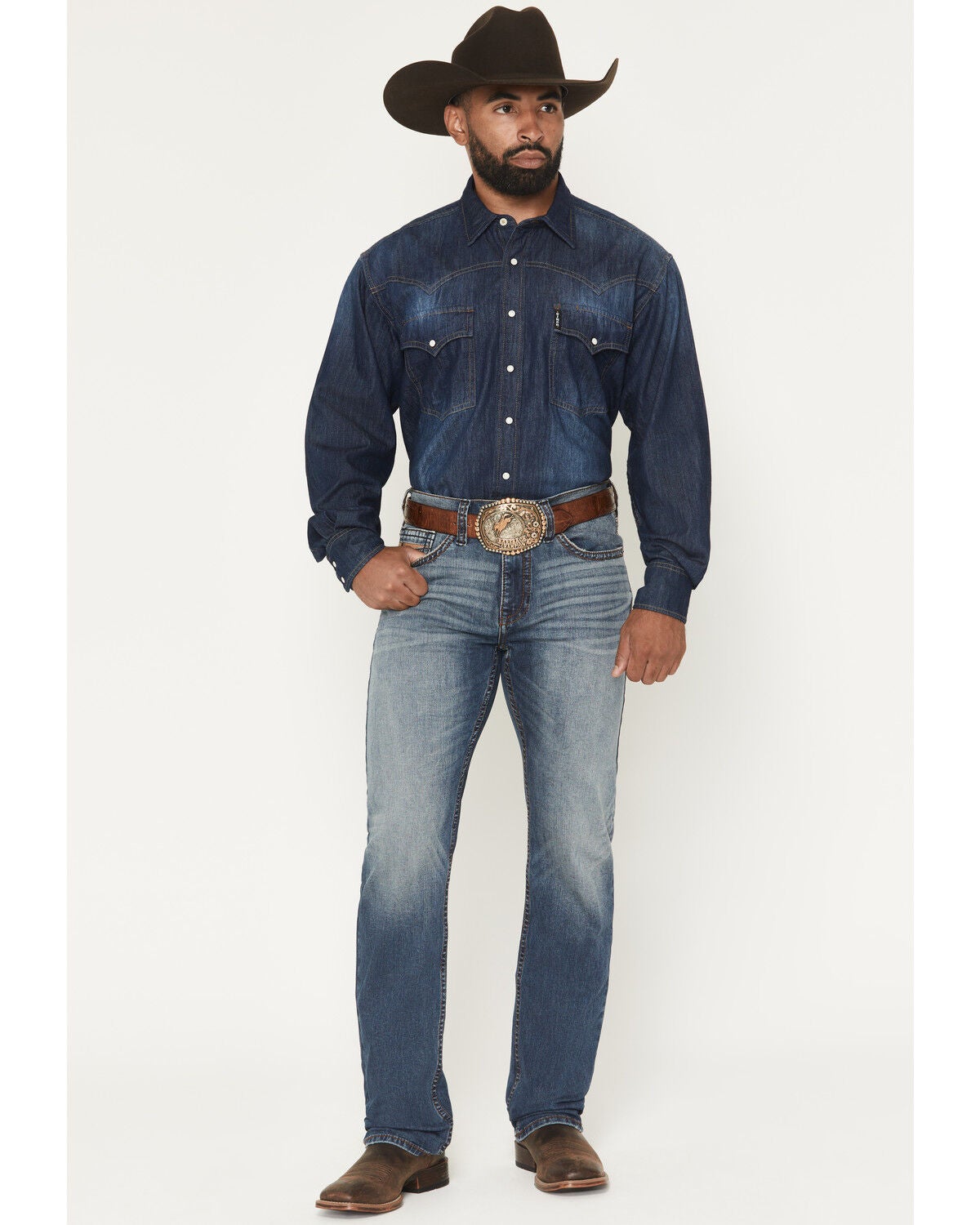 RANK 45&reg; Men's Yuma Wash Ambush Slim Straight Stretch Denim Jeans, Medium Wash, hi-res