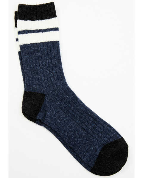 Image #1 - Brother's and Sons Men's Blue Rugby Stripe Crew Socks , Steel Blue, hi-res