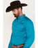 Image #2 - Ariat Men's Team Embroidered Logo Twill Fitted Long Sleeve Button-Down Western Shirt, Teal, hi-res