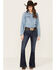 Ariat Women's R.E.A.L High Rise Raegan Flare Midnight Jeans, Dark Wash, hi-res