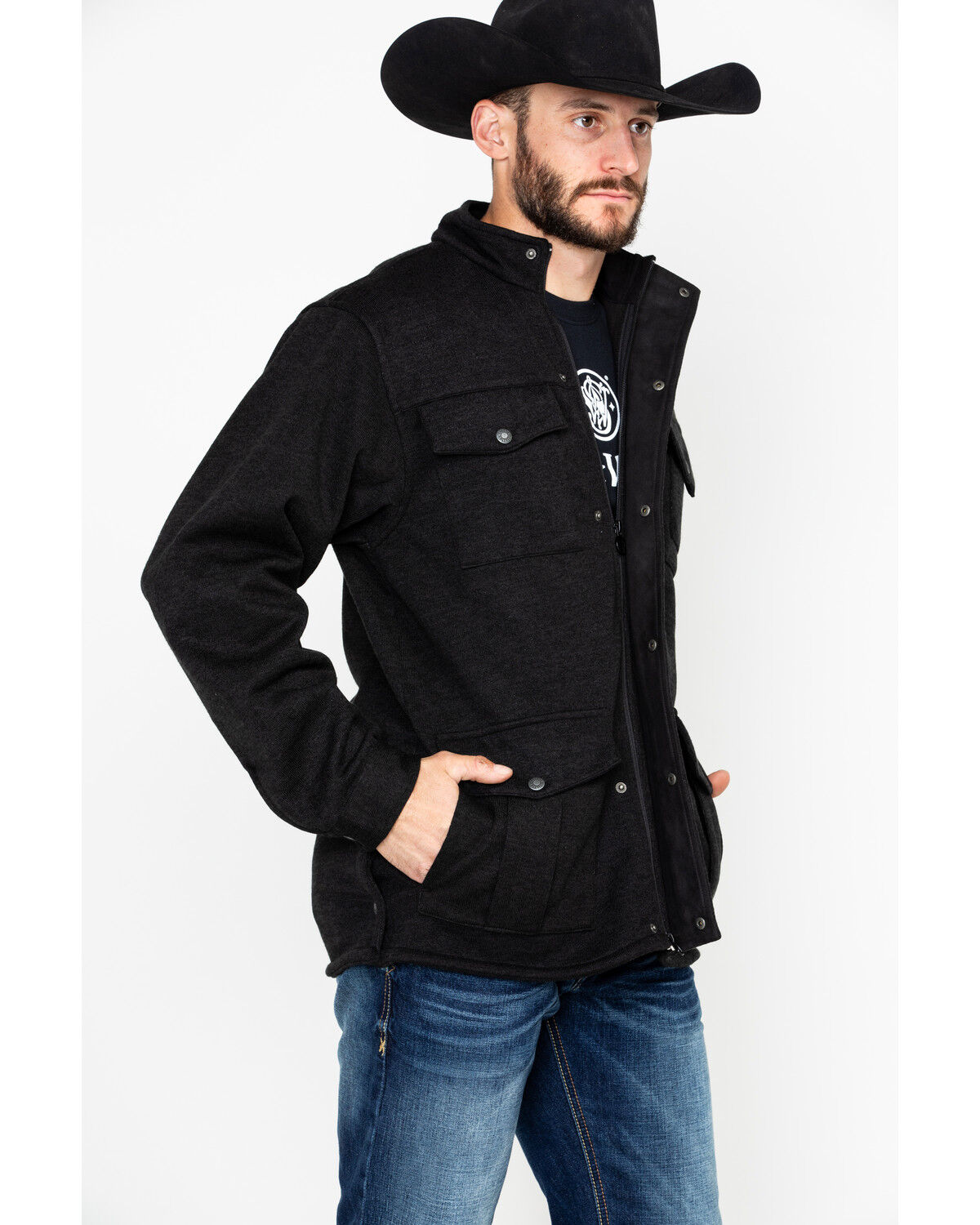 Image #3 - Outback Trading Co. Men's Softshell Reid Snap Jacket, Black, hi-res