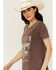 Image #2 - Blended Women's Austin Short Sleeve Graphic Midi T-Shirt Dress, Dark Brown, hi-res
