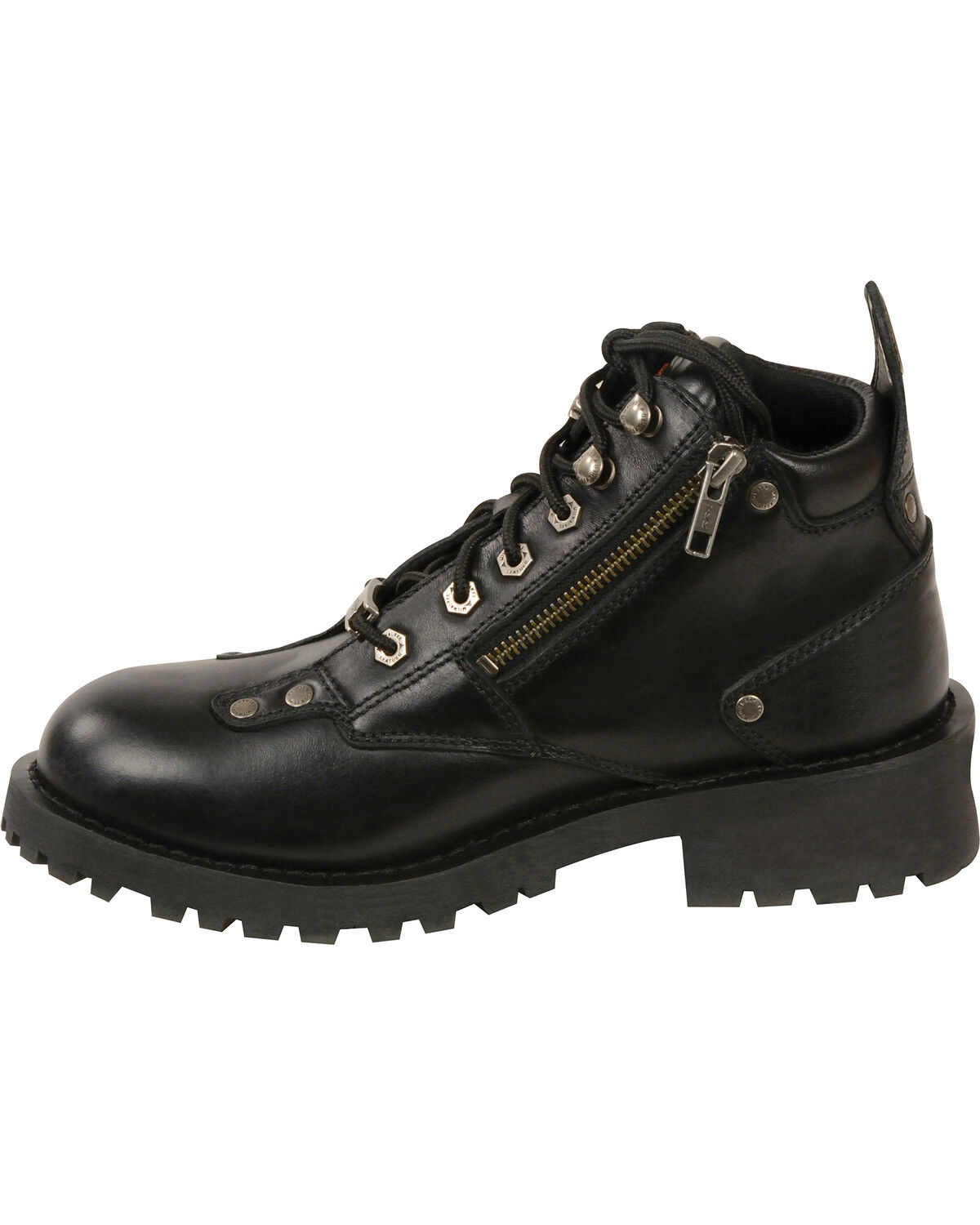 Image #2 - Milwaukee Leather Women's Low Cut Leather Lace To Toe Riding Boots - Round Toe, Black, hi-res