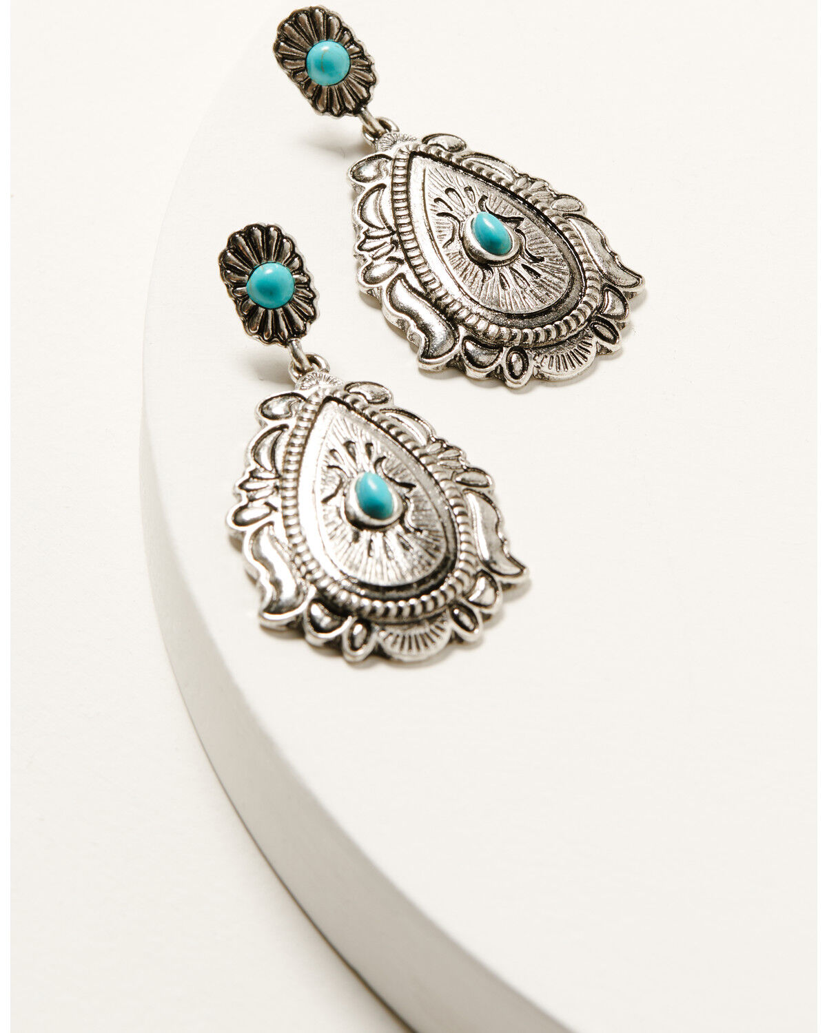 Image #1 - Shyanne Women's Frontier Antique Teardrop Turquoise Earrings, Silver, hi-res