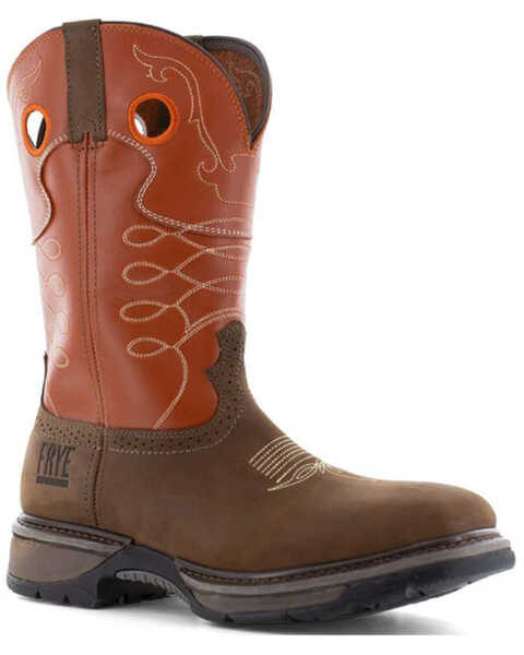 Frye Men's 10" Safety Crafted Wellington Work Boots - Steel Toe, Brown, hi-res