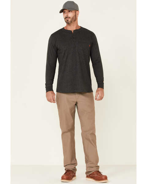 Hawx Men's Pocket Henley Original Long Sleeve Work T-Shirt , Dark Grey, hi-res