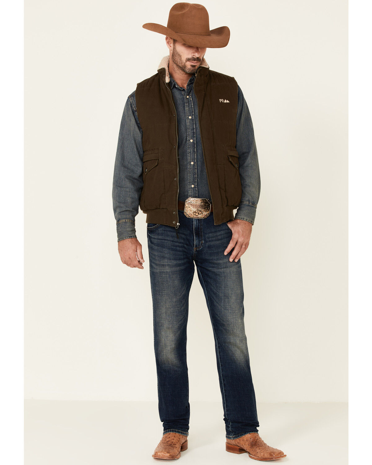 Image #2 - Powder River Outfitters Men's Concealed Carry Olive Brushed Canvas Storm Flap Vest, Olive, hi-res