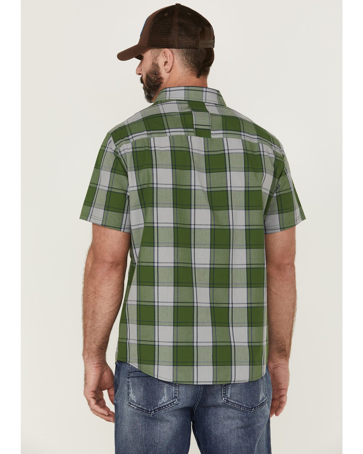 Image #4 - Brothers and Sons Men's Performance Large Plaid Short Sleeve Button-Down Western Shirt, Kelly Green, hi-res