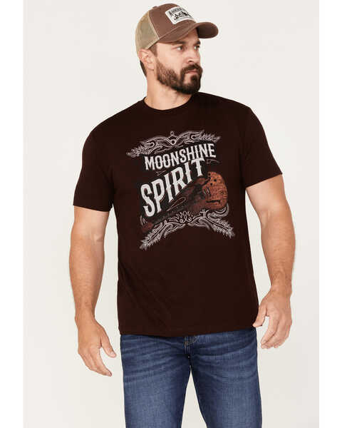Image #1 - Moonshine Spirit Men's Guitar Logo Graphic T-Shirt, Burgundy, hi-res