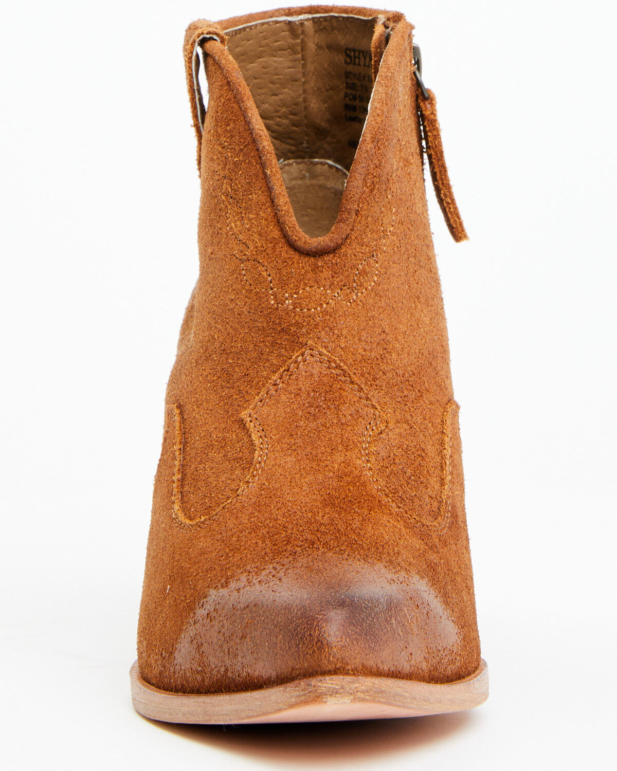 Image #4 - Shyanne Women's Jodi Suede Leather Booties - Round Toe, Cognac, hi-res