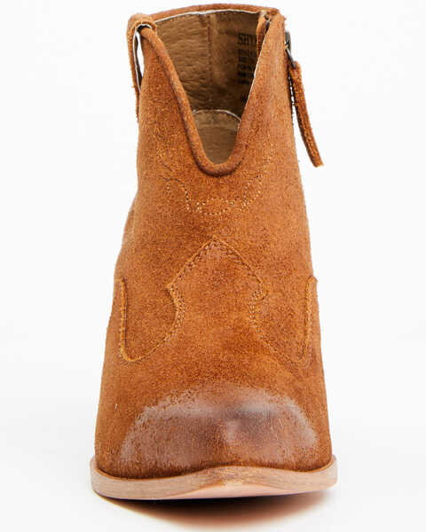 Image #4 - Shyanne Women's Jodi Suede Leather Booties - Pointed Toe , Cognac, hi-res