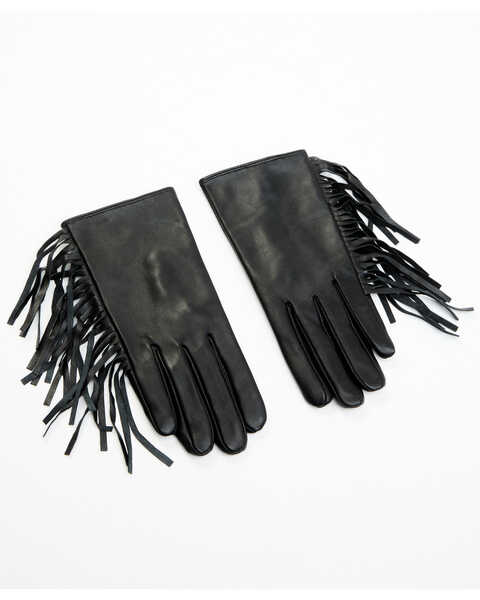 Image #1 - Idyllwind Women's Black Hemlock Fringe Gloves , Black, hi-res