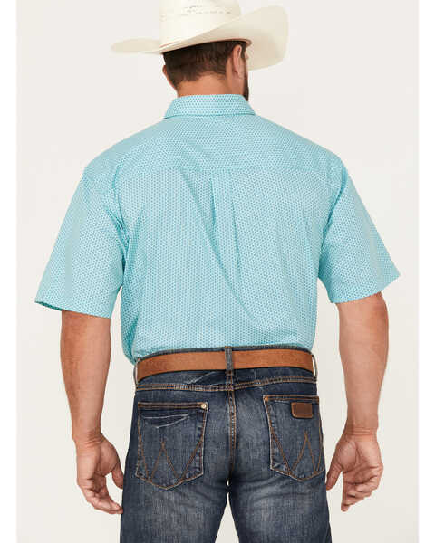 Image #4 - Wrangler Men's Classic Geo Short Sleeve Button-Down Western Shirt, Teal, hi-res