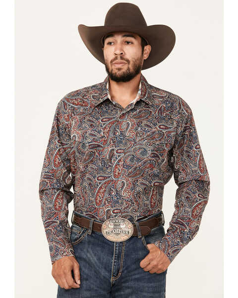 Image #1 - Roper Men's Amarillo Paisley Print Long Sleeve Snap Western Shirt, Multi, hi-res
