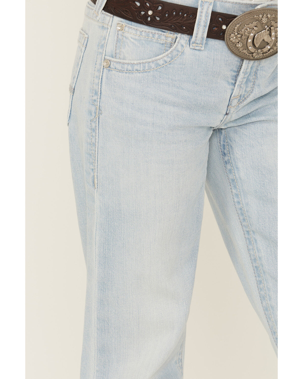 Image #2 - Ariat Girls' Light Wash Trouser Stretch Denim Jeans, Light Wash, hi-res