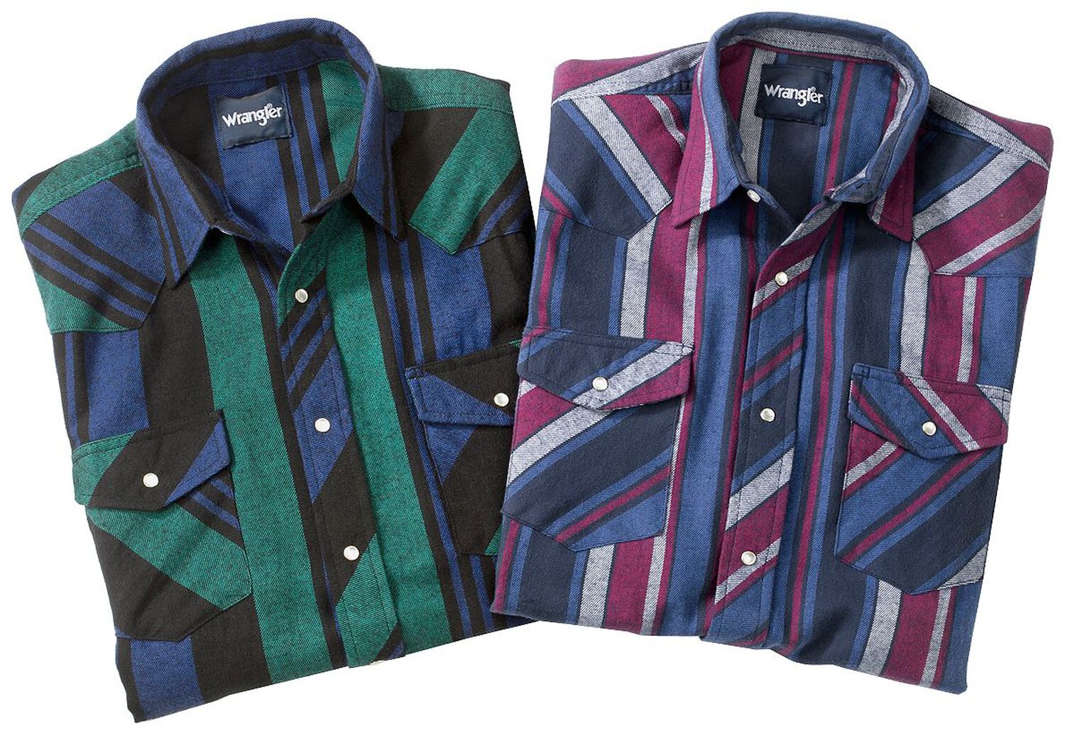 Image #6 - Wrangler Assorted Striped 4.5 oz.Flannel Long Sleeve Shirts - Big,Tall, Big/Tall, Stripe, hi-res