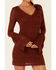 Shyanne Women's Lace Bell Sleeve Dress , Chocolate, hi-res
