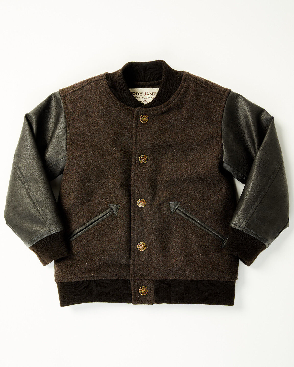 Image #1 - Cody James Toddler Boys' Brighton Varsity Jacket, Brown, hi-res