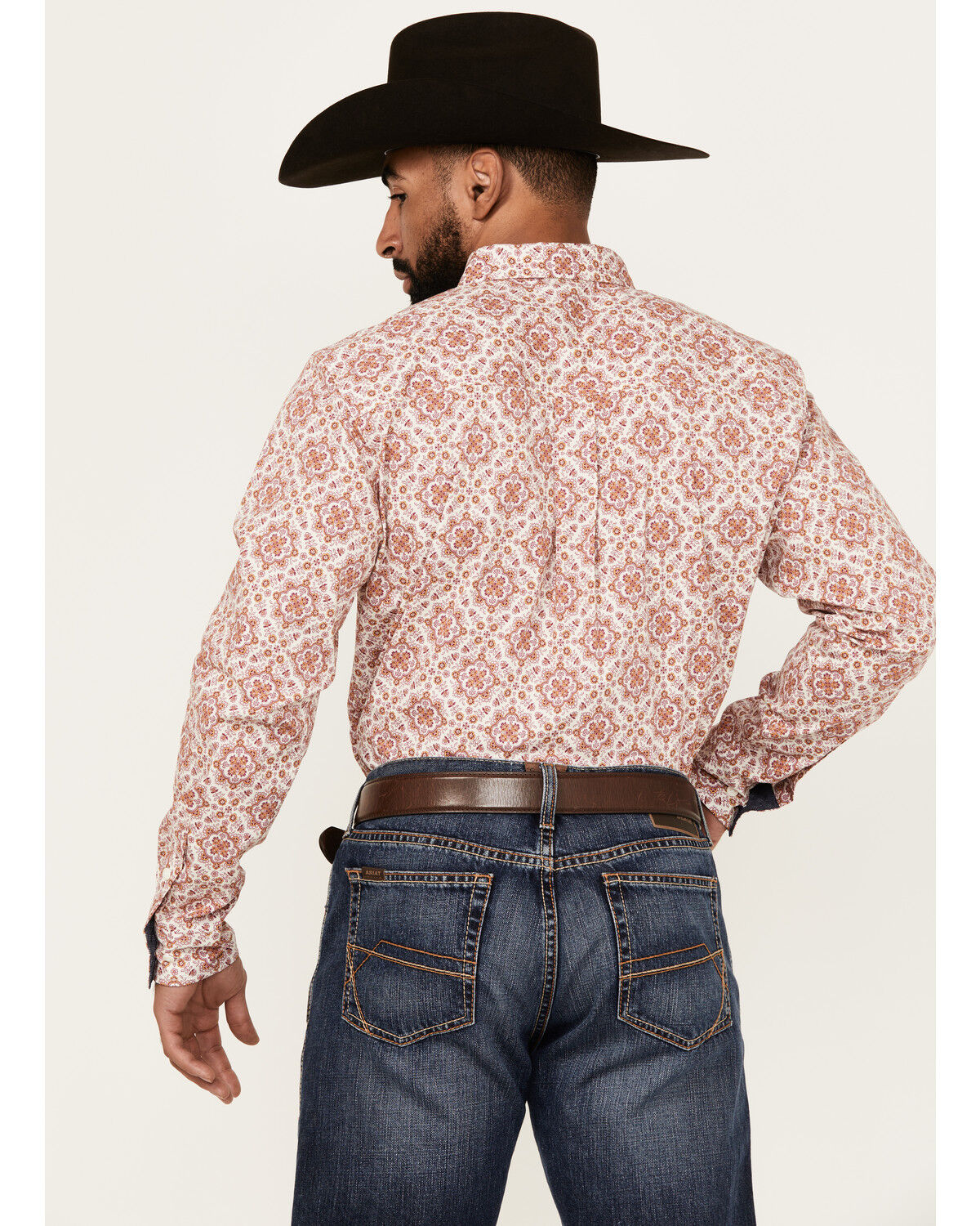 Image #4 - Cody James Men's Lucky One Medallion Print Long Sleeve Button-Down Stretch Western Shirt, Burgundy, hi-res