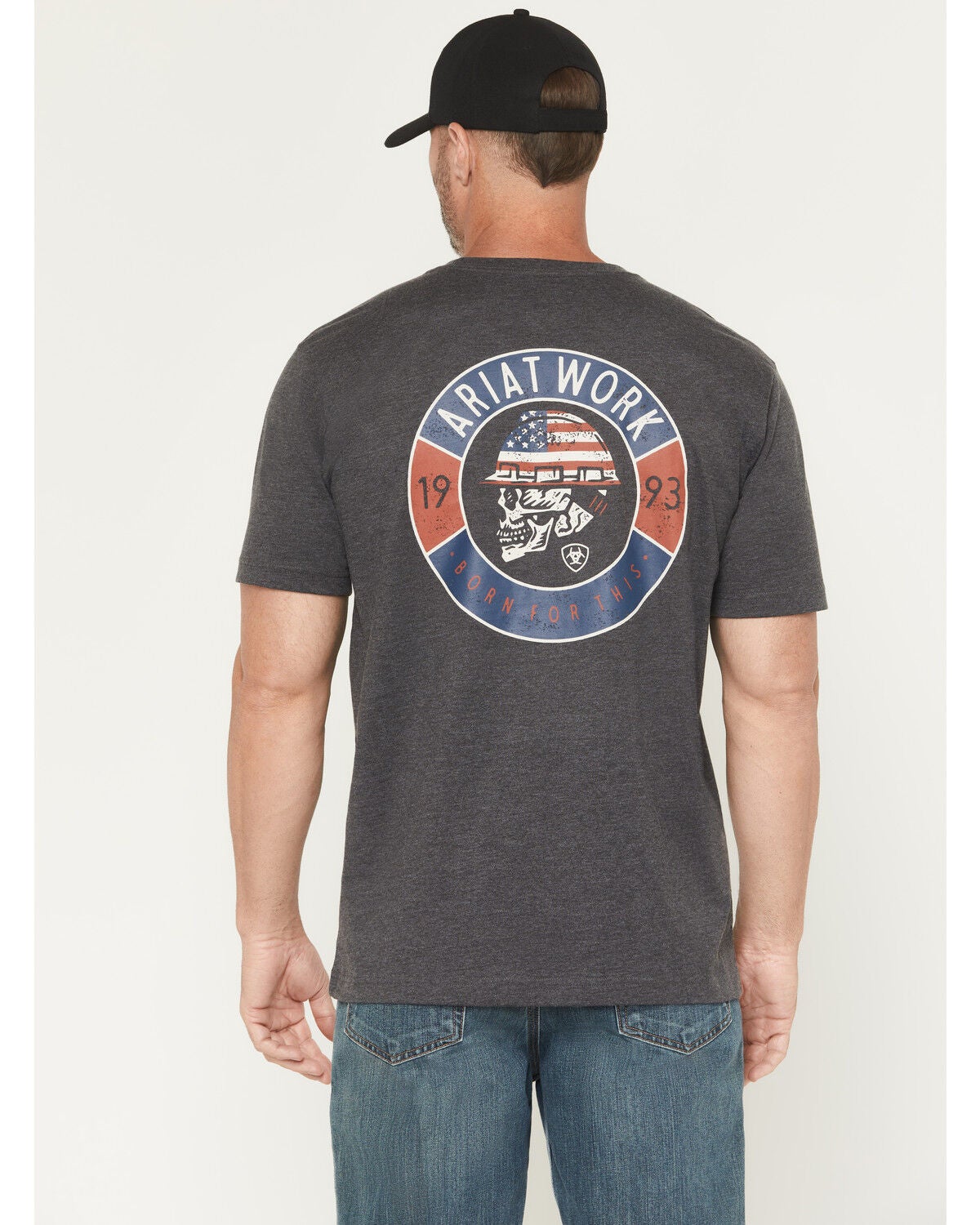 Image #1 - Ariat Men's Rebar Cotton Strong Bolt Short Sleeve Graphic Work Shirt, Charcoal, hi-res