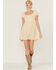 Wild Moss Women's Gingham Short Sleeve Mini Dress, Mustard, hi-res