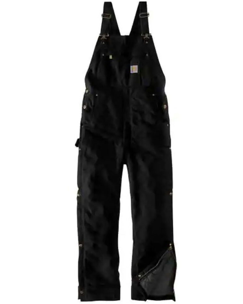 Carhartt Men's Black Firm Duck Insulated Bib Work Overalls - Tall, Black, hi-res