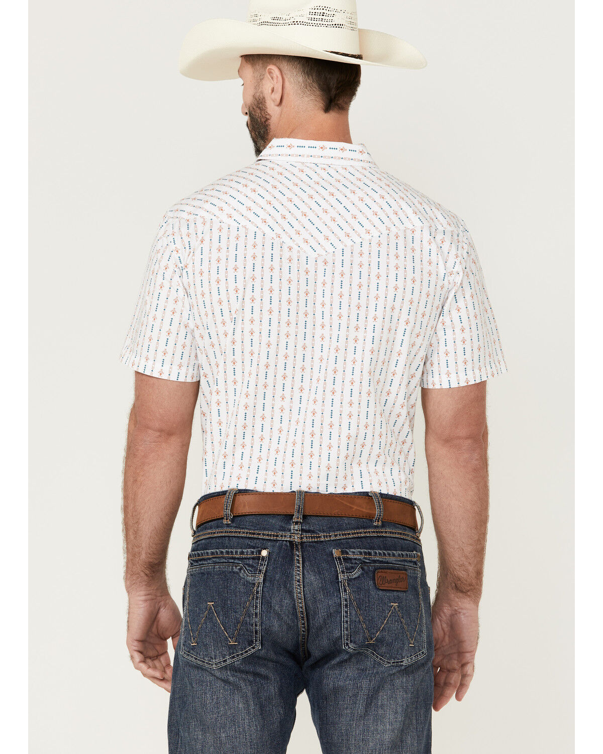 Image #4 - Moonshine Spirit Men's Cocopah Southwestern Print Short Sleeve Snap Western Shirt, White, hi-res