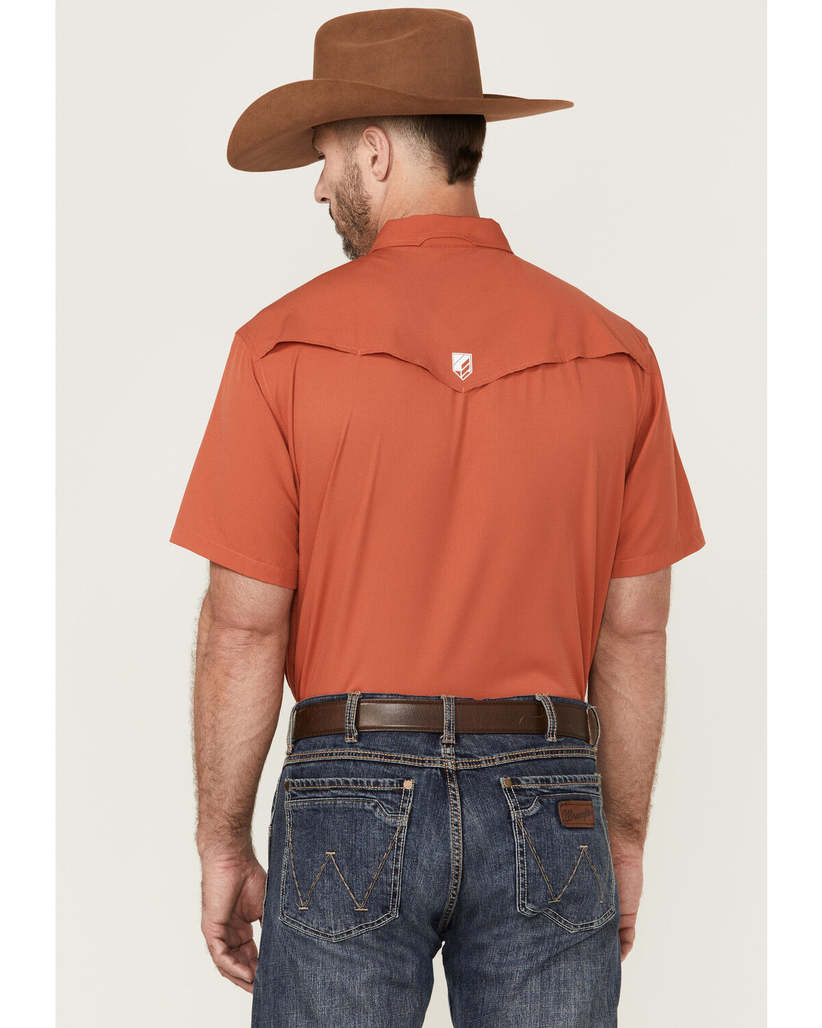 Image #4 - RANK 45® Men's 8 Seconds Short Sleeve Pearl Snap Western Tech Shirt, Medium Red, hi-res