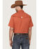 RANK 45 Men's 8 Seconds Short Sleeve Pearl Snap Western Tech Shirt , Medium Red, hi-res