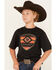 Image #1 - Ariat Boys' Boot Barn Exclusive Geo Logo Short Sleeve Graphic T-Shirt, Black, hi-res
