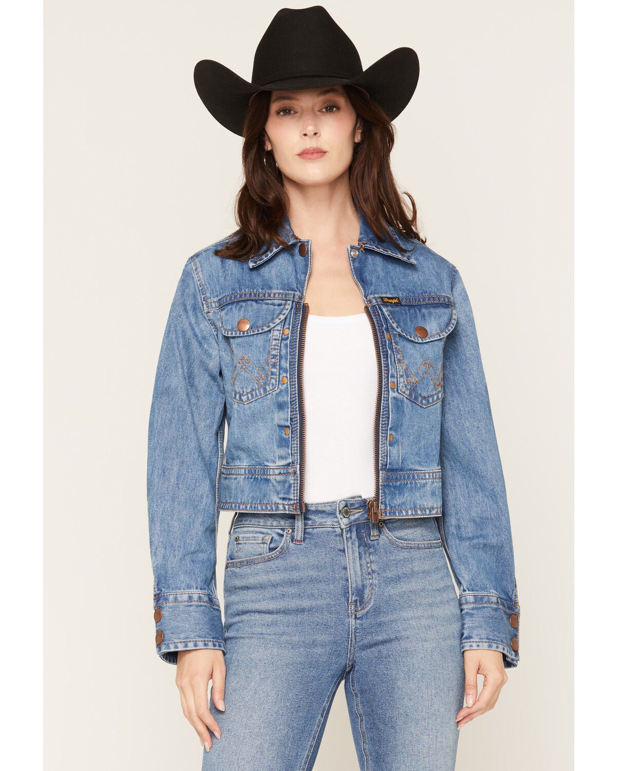 Wrangler Women's Cowboy Fade Denim Jacket, Light Wash, hi-res