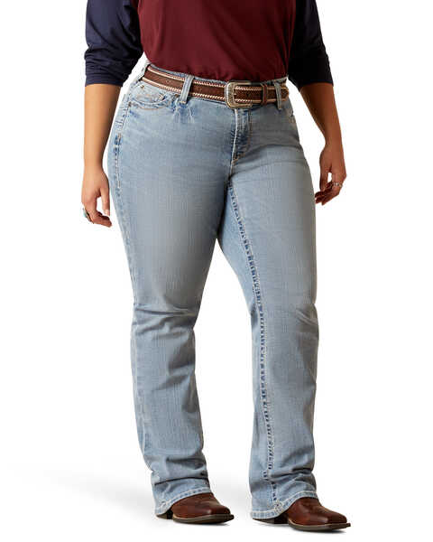 Image #2 - Ariat Women's R.E.A.L. Light Wash Mid Rise Kehlani Stretch Bootcut Jeans - Plus, Light Wash, hi-res