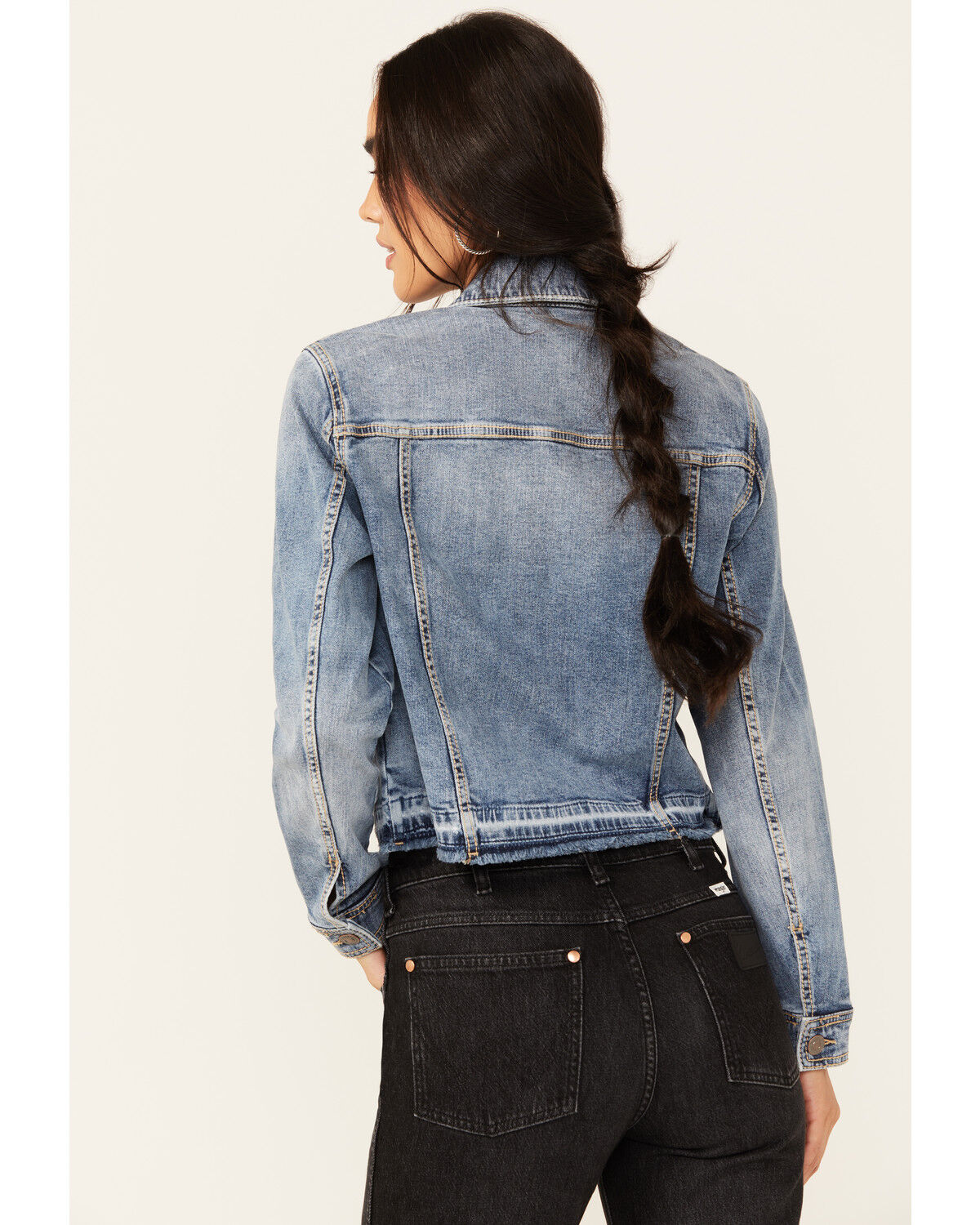 Image #4 - Shyanne Women's Cataline Light Medium Wash Cropped Denim Jacket, Light Wash, hi-res