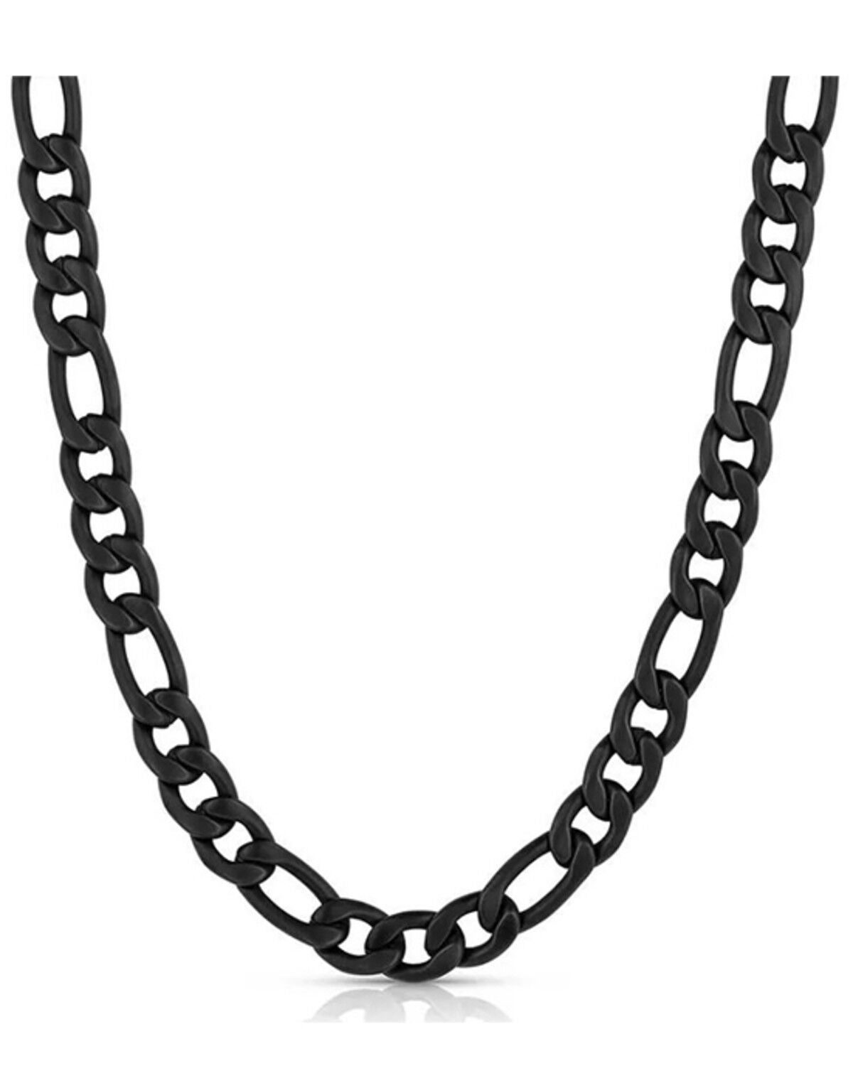 Image #1 - Montana Silversmiths Men's Midnight Onyx Figaro Chain Necklace, Black, hi-res