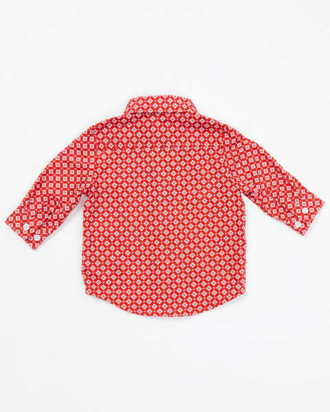 Cinch Infant Boys' Geo Print Long Sleeve Button-Down Western Shirt, Red, hi-res