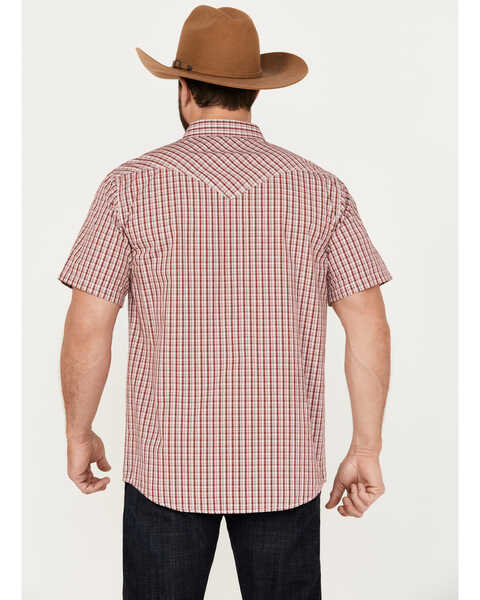 Image #4 - Moonshine Spirit Men's Stage Light Plaid Print Short Sleeve Western Pearl Snap Shirt, Red, hi-res