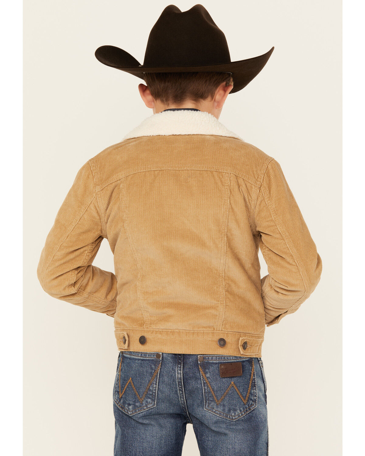 Image #4 - Wrangler Boys' Sherpa Lined Corduroy Jacket, Tan, hi-res