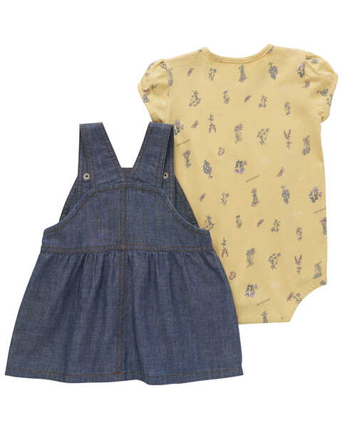 Image #2 - Carhartt Infant Girls' Short Sleeve Onesie and Denim Coverall - 2 Piece Set , Multi, hi-res