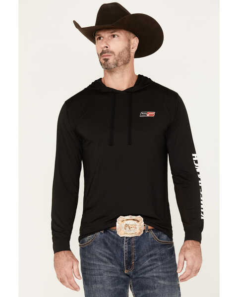 Image #1 - Kimes Ranch Men's Ninja Hood Tech Logo Long Sleeve T-Shirt, Black, hi-res
