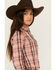 Image #2 - Ariat Girls' Saguaro Plaid Print Long Sleeve Snap Western Shirt, Brown/pink, hi-res