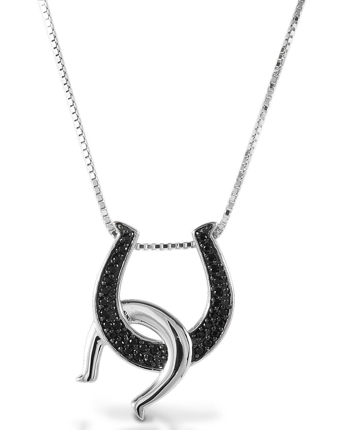 Kelly Herd Women's Black Double Horseshoe Necklace, Silver, hi-res