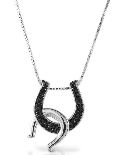 Kelly Herd Women's Black Double Horseshoe Necklace , Silver, hi-res