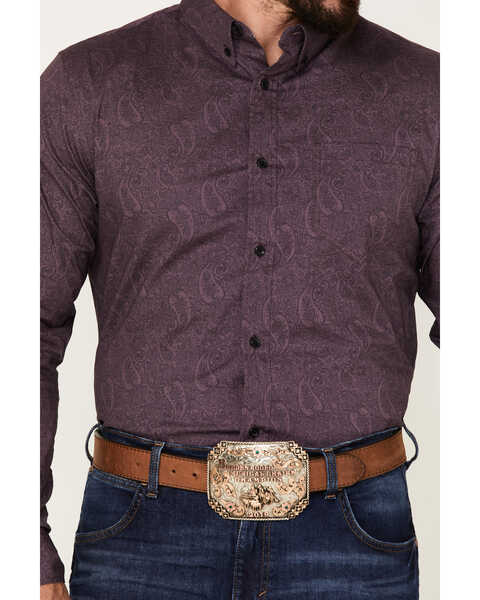 Image #3 - Cody James Men's Primative Geo Print Button-Down Western Shirt , Purple, hi-res