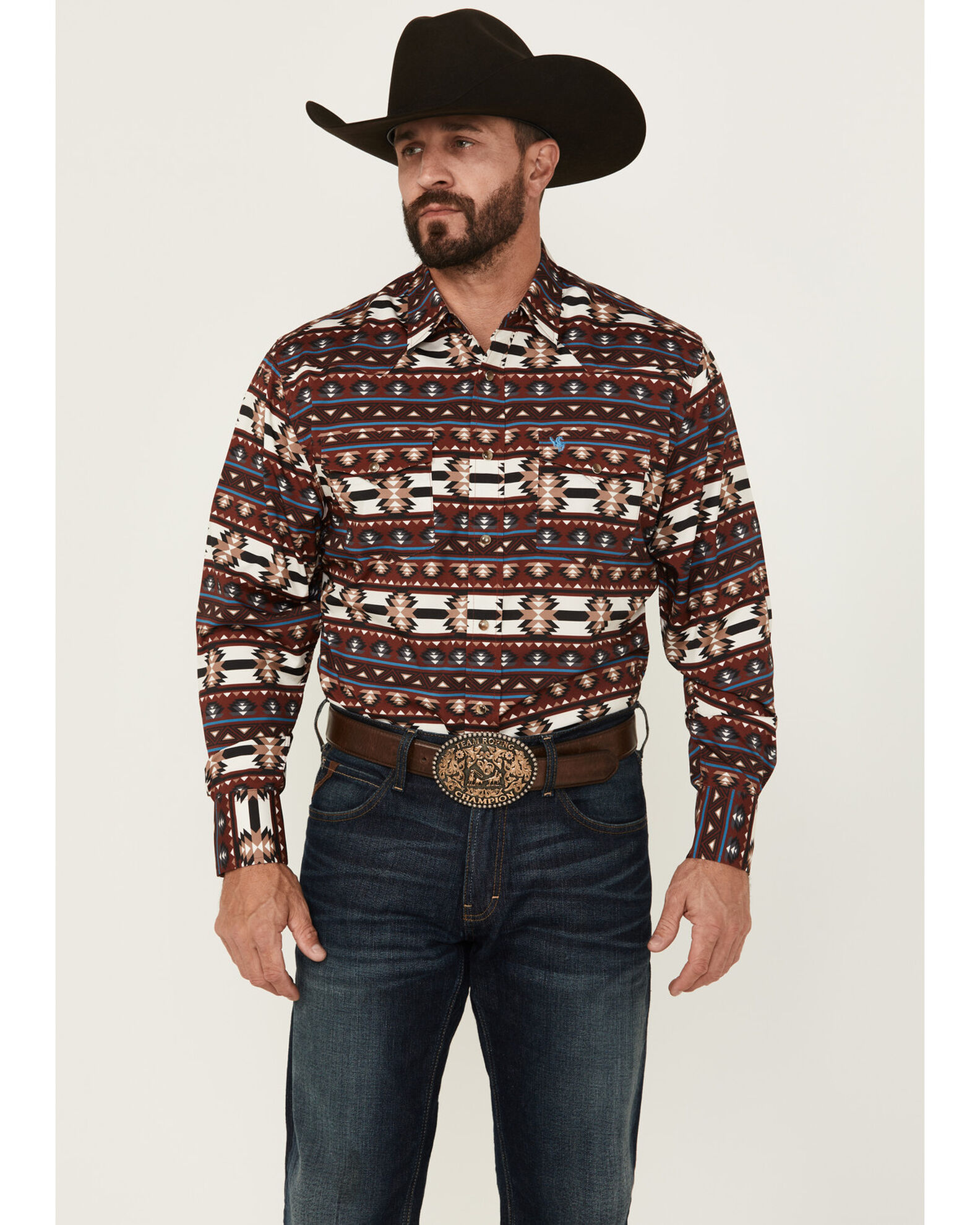 Rodeo Clothing Men s Southwestern Print Long Sleeve Snap Western Shirt Sheplers
