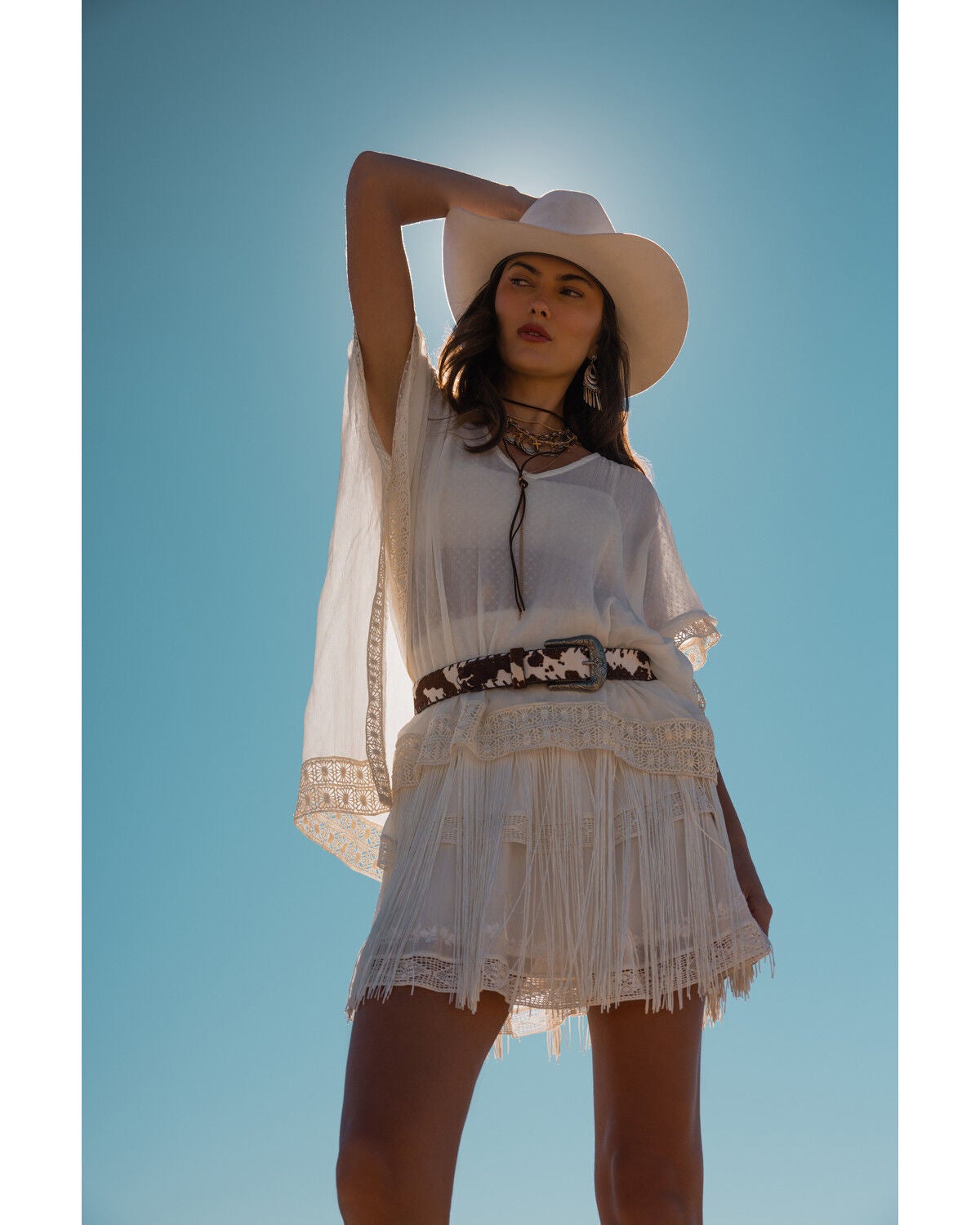 Image #1 - Shyanne Women's Fringe Lace Pullover Kimono, Ivory, hi-res