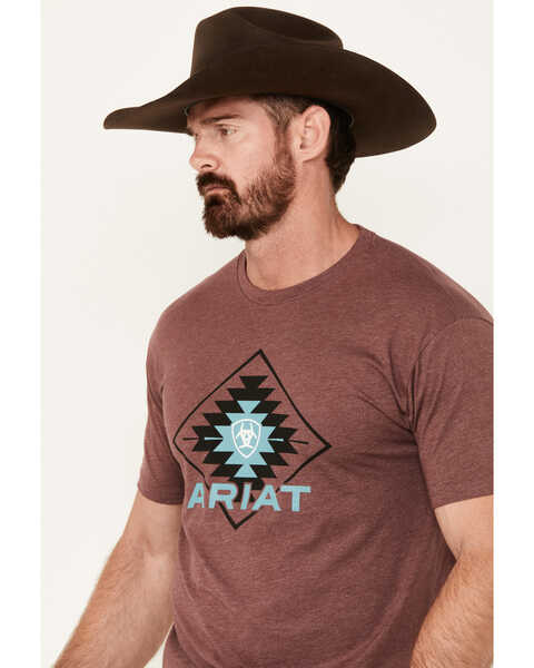 Image #2 - Ariat Men's Southwestern Print Short Sleeve Graphic T-Shirt, Burgundy, hi-res