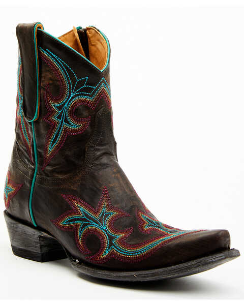 Image #1 - Old Gringo Women's Diego Short Embroidered Booties - Snip Toe, Chocolate, hi-res