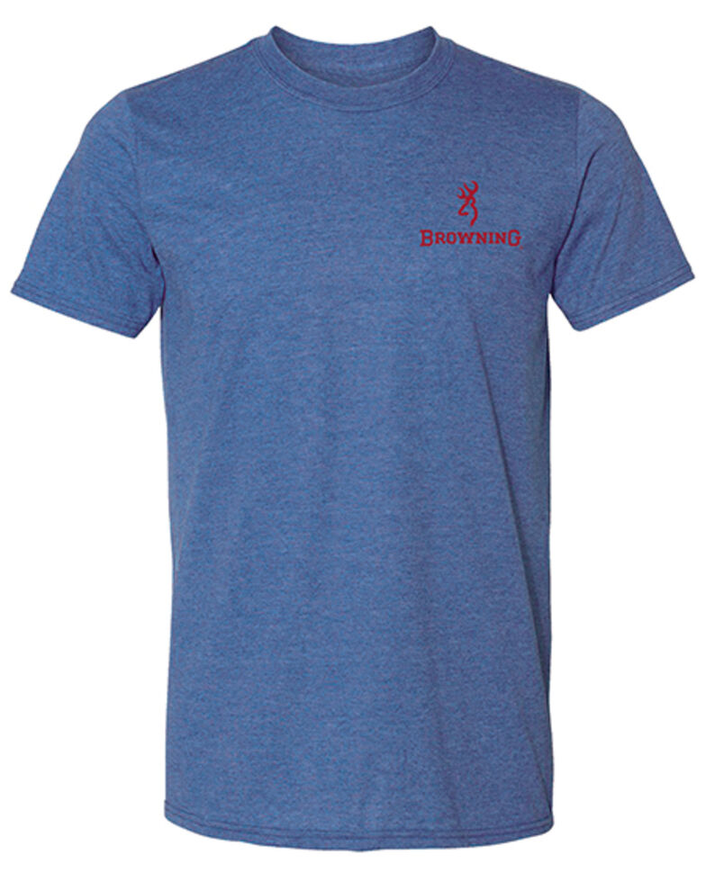 Browning Men's Heather Blue USA Back Graphic Short Sleeve T-Shirt , Blue, hi-res