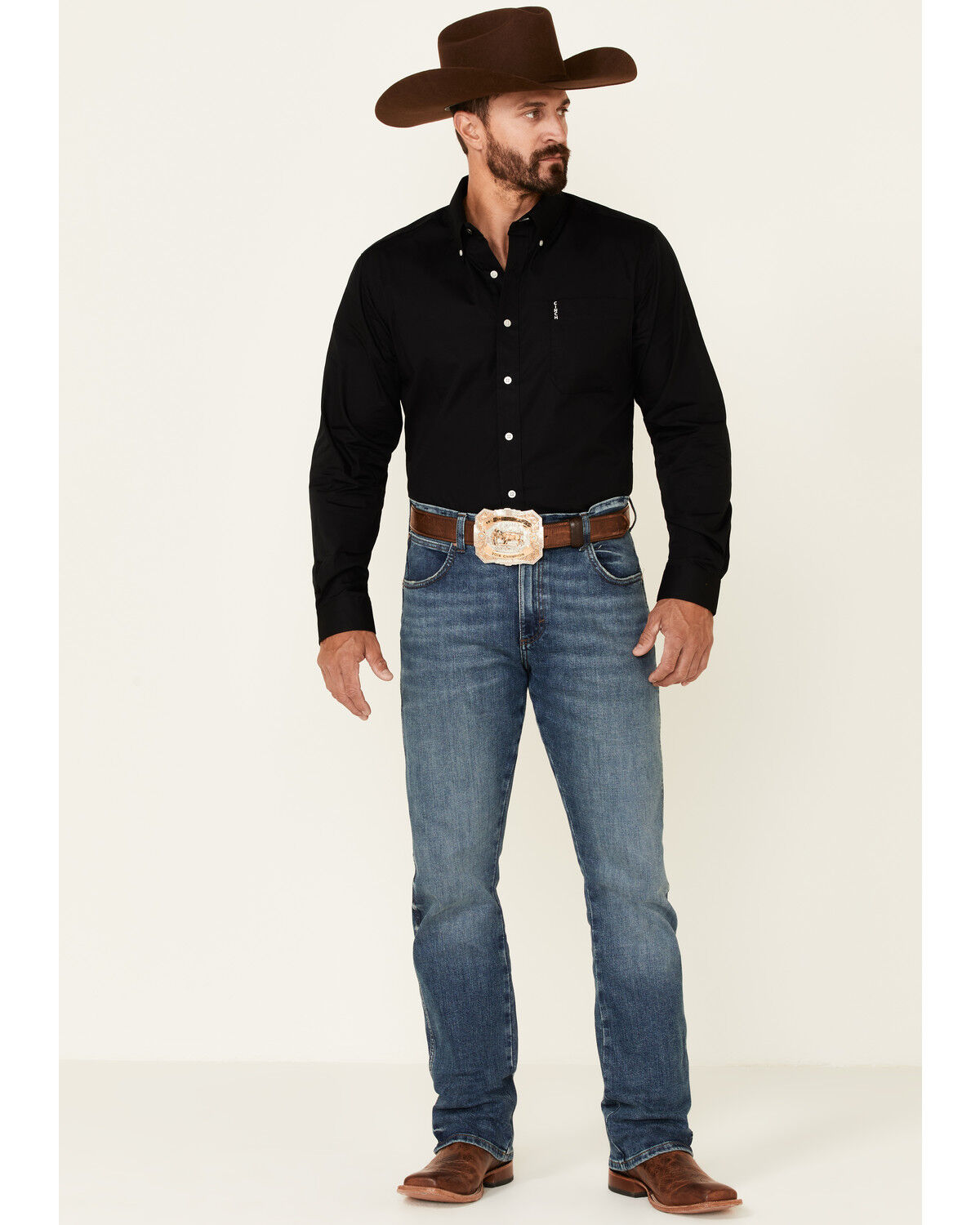 Image #2 - Cinch Men's Modern Fit Solid Long Sleeve Button-Down Western Shirt, Black, hi-res